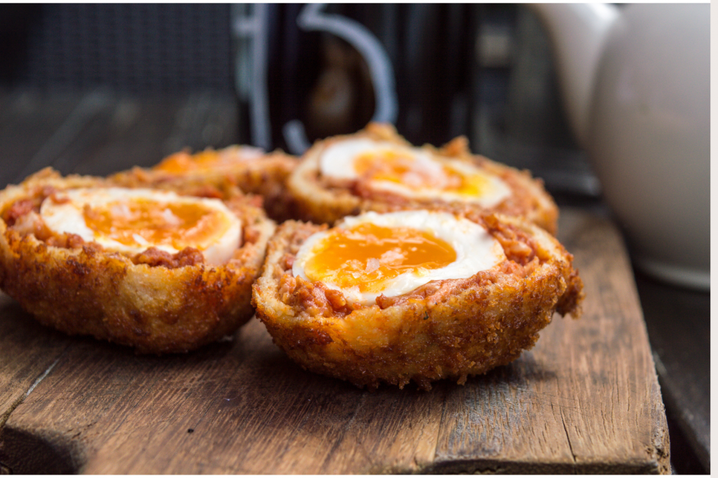 pub comfort food, scotch eggs, pub grub, country pub, 